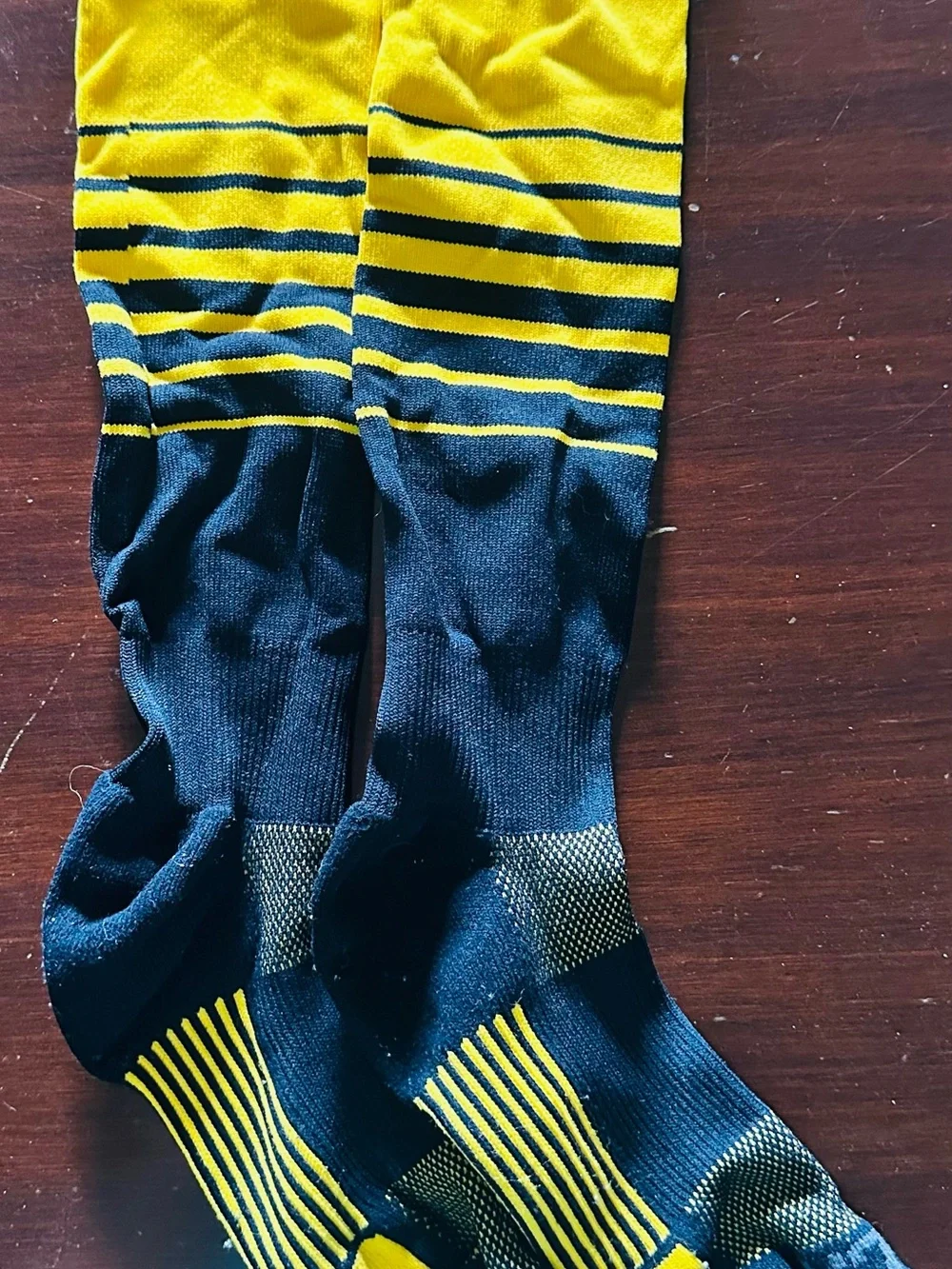Boy’s 2 Pair Athletic Long Crew Socks - Yellow and Black
